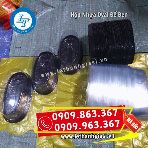 hộp nhựa oval đế đen dễ xếp chồng hộp nhựa oval đế đen dễ xếp chồng