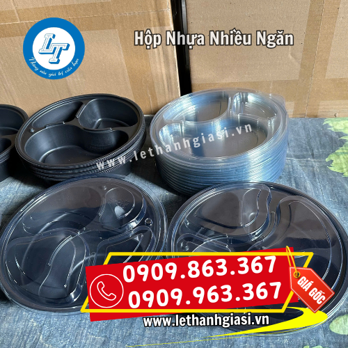 hộp nhựa tròn đế đen 3 ngăn đựng thức ăn hộp nhựa tròn đế đen 3 ngăn đựng thức ăn