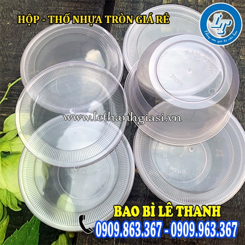 Hộp nhựa tròn trong có nắp 250ml giá rẻ Hộp nhựa tròn trong có nắp 250ml giá rẻ