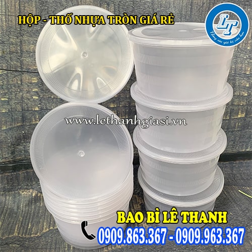 Hộp nhựa tròn trong suốt có nắp 500ml giá rẻ Hộp nhựa tròn trong suốt có nắp 500ml giá rẻ
