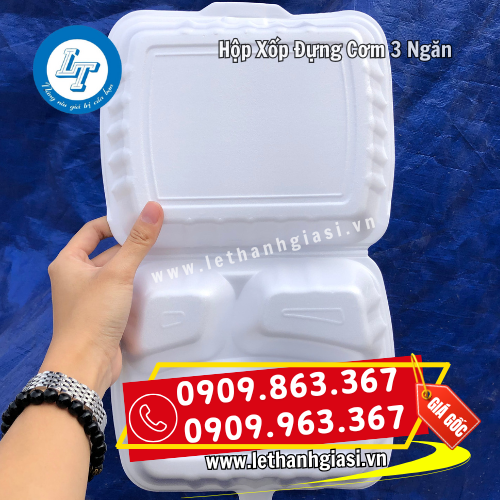 hộp xốp đựng cơm 3 ngăn màu trắng hộp xốp đựng cơm 3 ngăn màu trắng