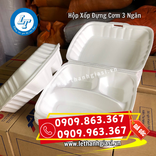 hộp xốp đựng cơm 3 ngăn phân chia món ăn hộp xốp đựng cơm 3 ngăn phân chia món ăn