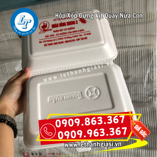 hộp xốp đựng vịt quay nửa con in logo sắc nét hộp xốp đựng vịt quay nửa con in logo sắc nét