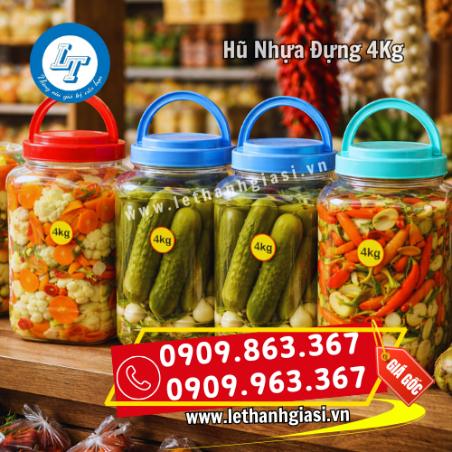 hũ nhựa 4kg đựng thực phẩm các loại tiện dụng hũ nhựa 4kg đựng thực phẩm các loại tiện dụng