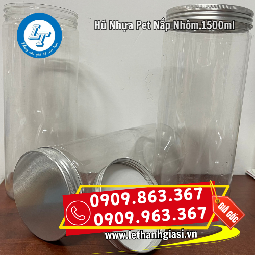 hũ nhựa pet nắp nhôm 1500ml trong suốt hũ nhựa pet nắp nhôm 1500ml trong suốt