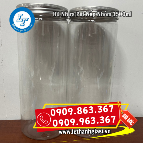 hũ nhựa pet nắp nhôm bạc 1500ml hũ nhựa pet nắp nhôm bạc 1500ml