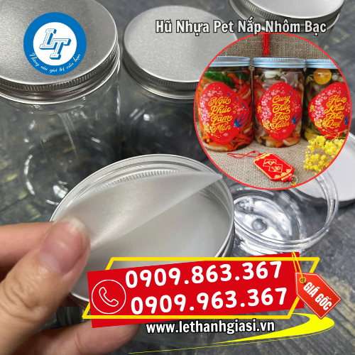 hũ nhựa pet nắp nhôm bạc dán tem mác hũ nhựa pet nắp nhôm bạc dán tem mác