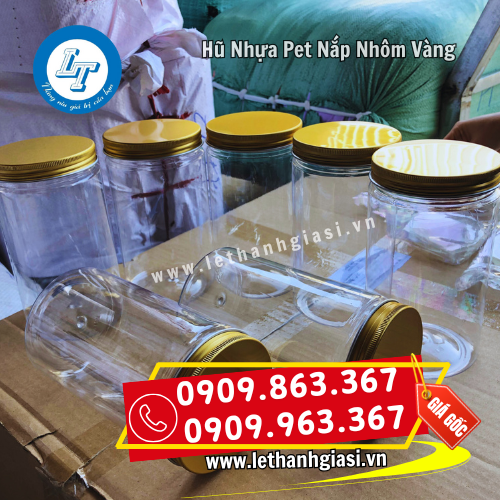 hũ nhựa pet nắp nhôm vàng ngoại quan đẹp hũ nhựa pet nắp nhôm vàng ngoại quan đẹp