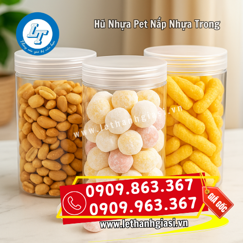 hũ nhựa pet nắp nhựa trong đựng bánh kẹo hũ nhựa pet nắp nhựa trong đựng bánh kẹo