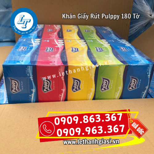 khăn giấy rút Pulppy 180 tờ bao bì bắt mắt khăn giấy rút Pulppy 180 tờ bao bì bắt mắt