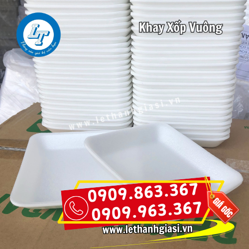 khay xốp vuông dùng 1 lần tiện dụng khay xốp vuông dùng 1 lần tiện dụng