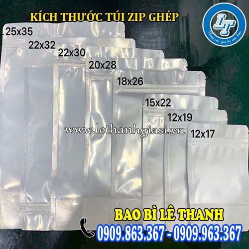 kích thước túi zip ghép tại xưởng kích thước túi zip ghép tại xưởng