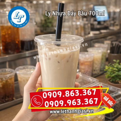 ly nhựa đáy bầu 700ml đựng trà sữa ly nhựa đáy bầu 700ml đựng trà sữa