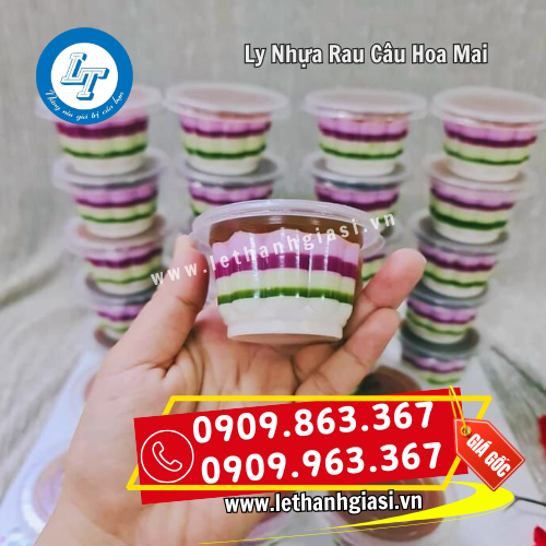 ly nhựa hoa mai đựng rau câu bánh flan pudding ly nhựa hoa mai đựng rau câu bánh flan pudding