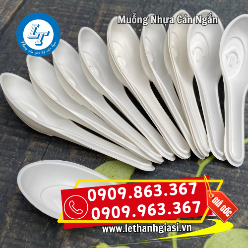 muỗng nhựa cán ngắn trắng sữa muỗng nhựa cán ngắn trắng sữa