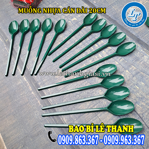sản xuất muỗng nhựa dài 20cm màu xanh lá sản xuất muỗng nhựa dài 20cm màu xanh lá