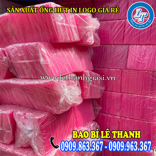 sản xuất ống hút in logo giá rẻ màu hồng sản xuất ống hút in logo giá rẻ màu hồng