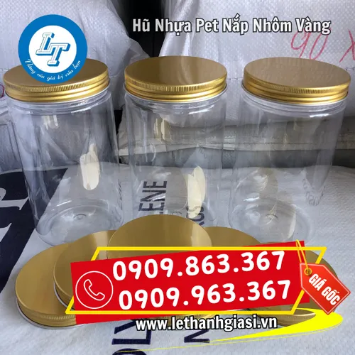 HŨ NHỰA PET NẮP NHÔM VÀNG