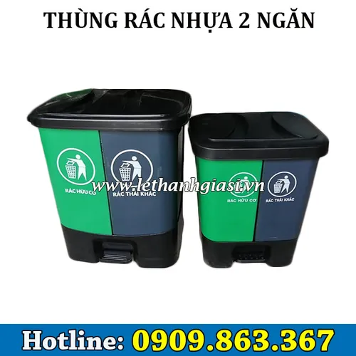 THÙNG RÁC NHỰA ĐẠP CHÂN 2 NGĂN