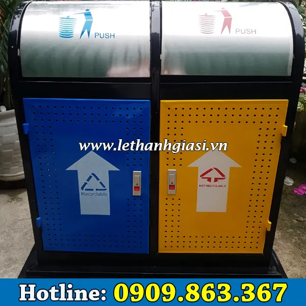 THÙNG RÁC INOX 2 NGĂN