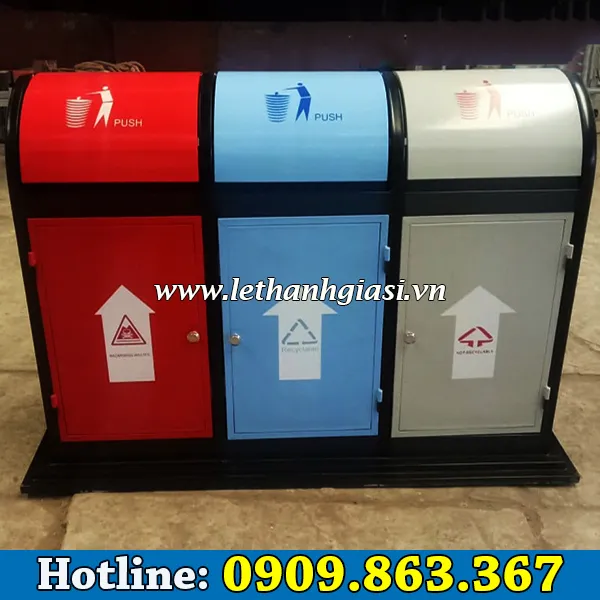 THÙNG RÁC INOX 3 NGĂN