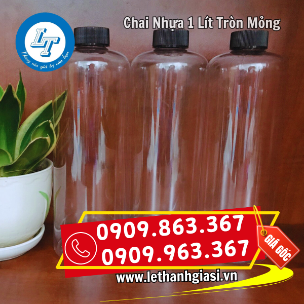 CHAI NHỰA PET 1 LÍT TRÒN MỎNG ĐỰNG MẬT ONG