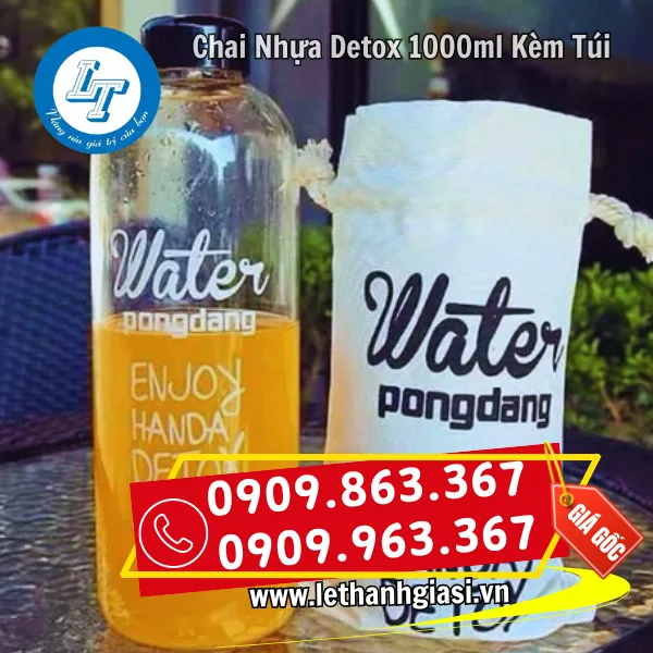 CHAI NHỰA DETOX KÈM TÚI 1 LÍT