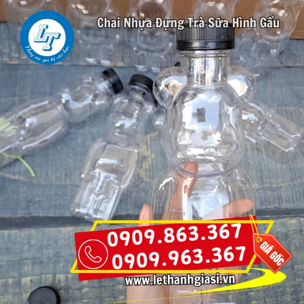 CHAI NHỰA ĐỰNG TRÀ SỮA HÌNH GẤU