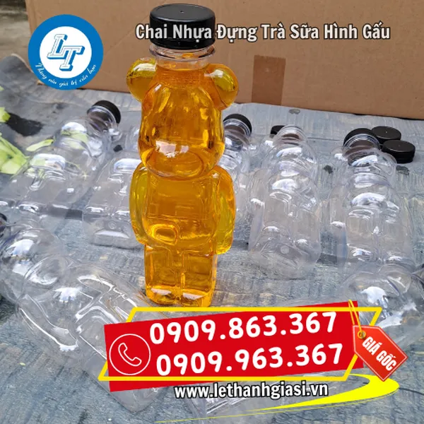 CHAI NHỰA ĐỰNG TRÀ SỮA HÌNH GẤU