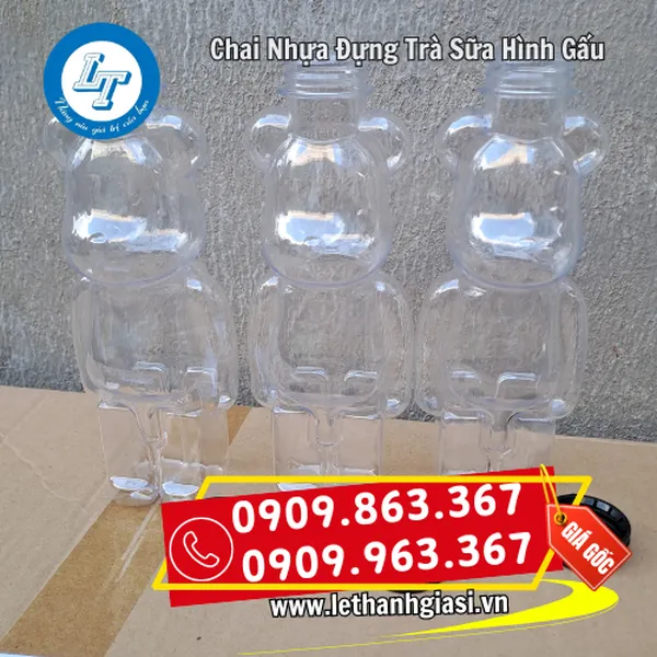 CHAI NHỰA ĐỰNG TRÀ SỮA HÌNH GẤU