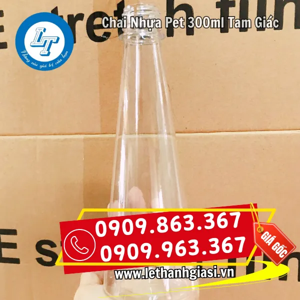 CHAI NHỰA PET HÌNH TAM GIÁC 300ML (VUÔNG)
