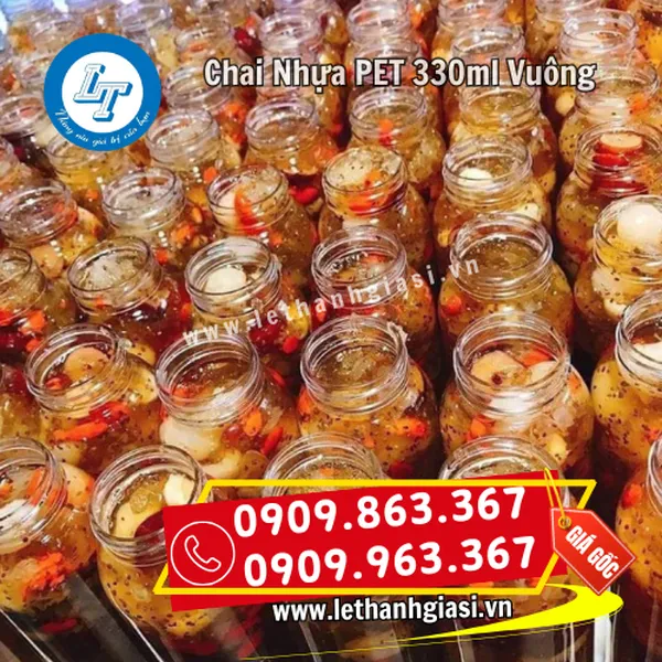 CHAI NHỰA PET 330ML VUÔNG 