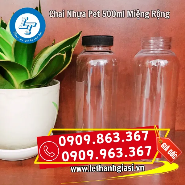 CHAI NHỰA PET 500ML MIỆNG RỘNG