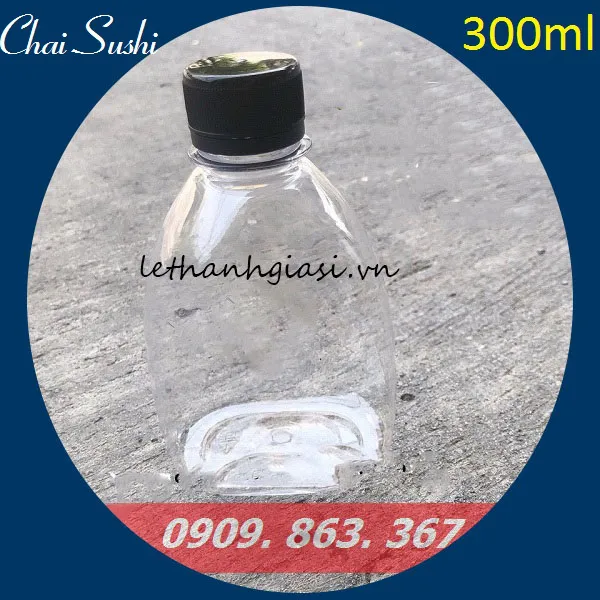 CHAI NHỰA PET TRÒN DẸT SUSHI 300ML
