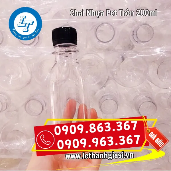 CHAI NHỰA PET 200ML TRÒN 