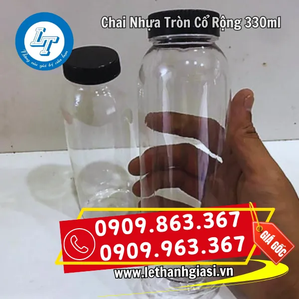 CHAI PET 330ML TRÒN MIỆNG RỘNG 