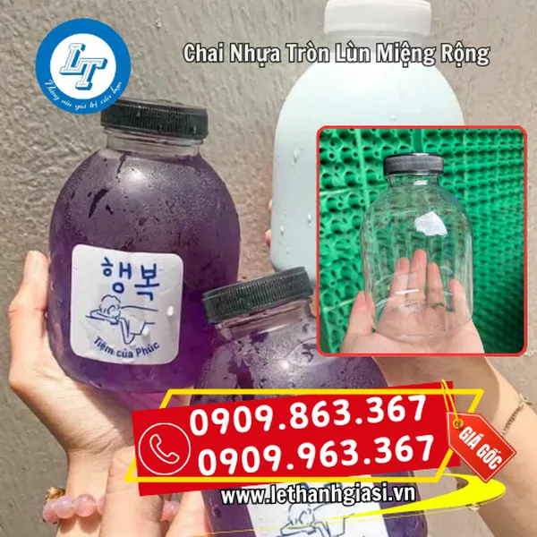 CHAI NHỰA TRÒN LÙN MIỆNG RỘNG 400ML