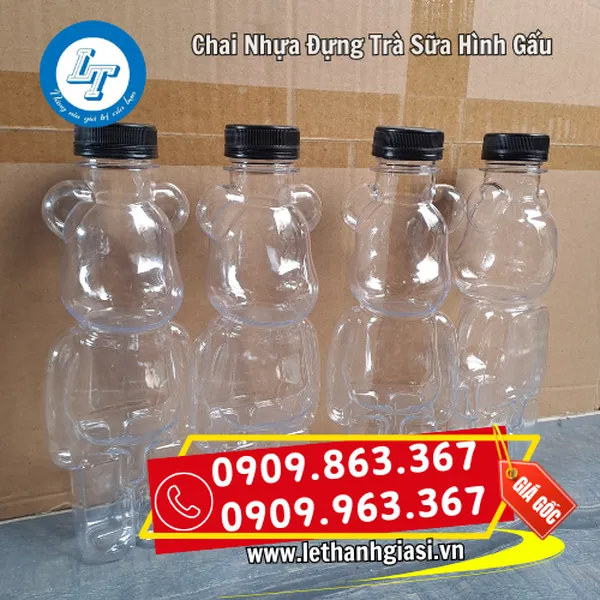 CHAI NHỰA ĐỰNG TRÀ SỮA HÌNH GẤU