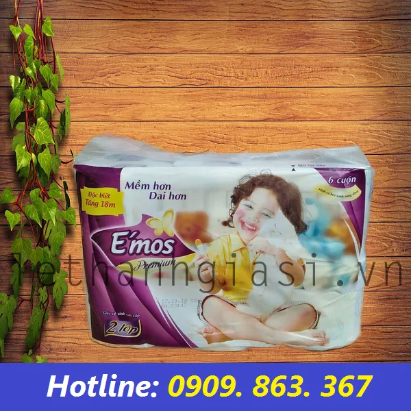 GIẤY VỆ SINH E'MOS PREMIUM TÍM 2 LỚP