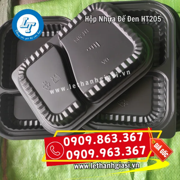 HỘP NHỰA ĐẾ ĐEN 2 NGĂN HT205
