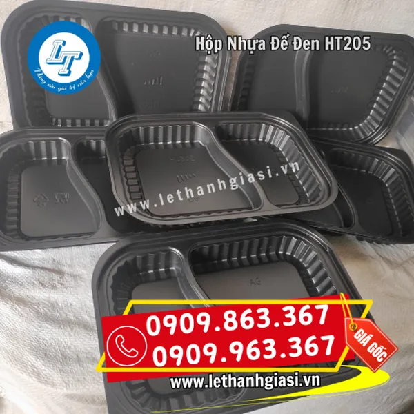 HỘP NHỰA ĐẾ ĐEN 2 NGĂN HT205