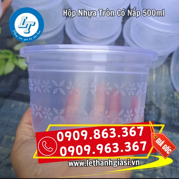 HỘP NHỰA TRÒN CÓ NẮP 500ML