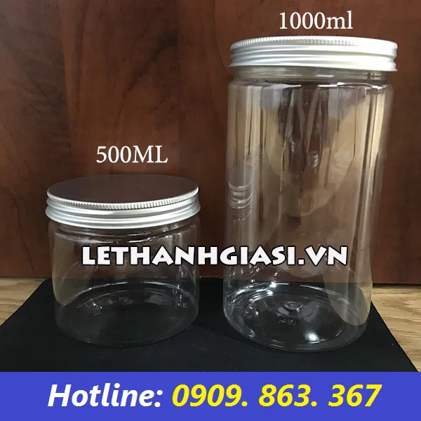 HŨ NHỰA PET NẮP NHÔM 1000ML