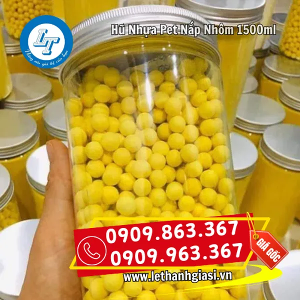 HŨ NHỰA PET NẮP NHÔM 1500ML