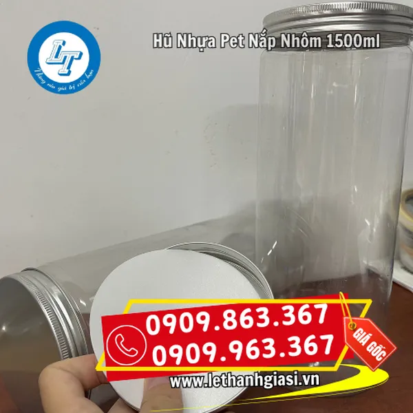 HŨ NHỰA PET NẮP NHÔM 1500ML