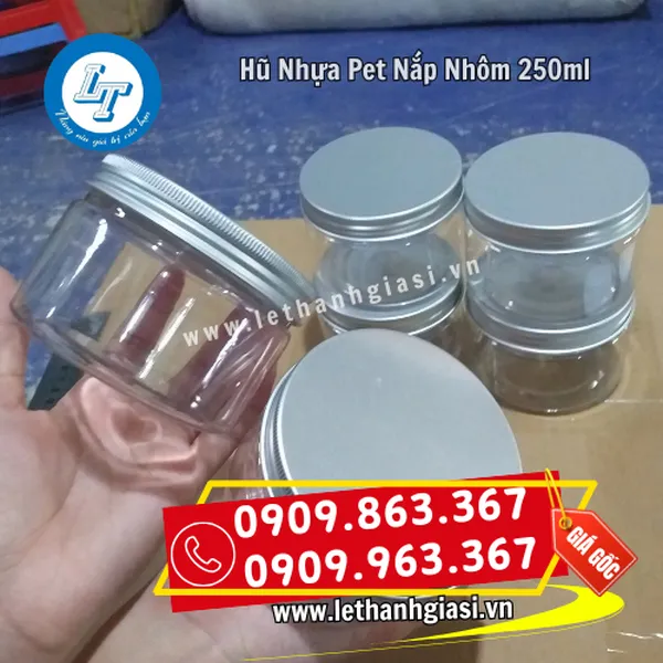 HŨ NHỰA PET NẮP NHÔM 250ML