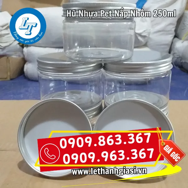 HŨ NHỰA PET NẮP NHÔM 250ML
