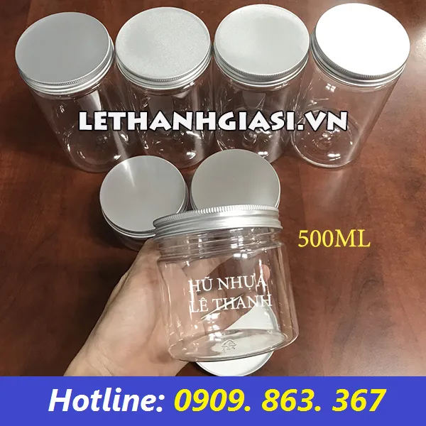 HŨ NHỰA PET NẮP NHÔM 500ML