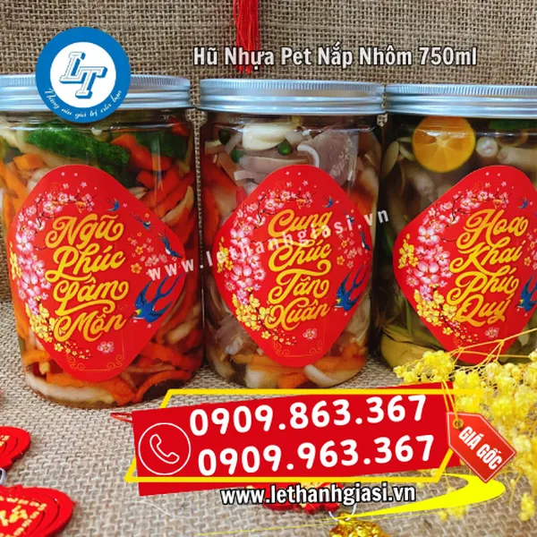 HŨ NHỰA PET NẮP NHÔM 750ML