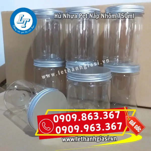 HŨ NHỰA PET NẮP NHÔM 750ML